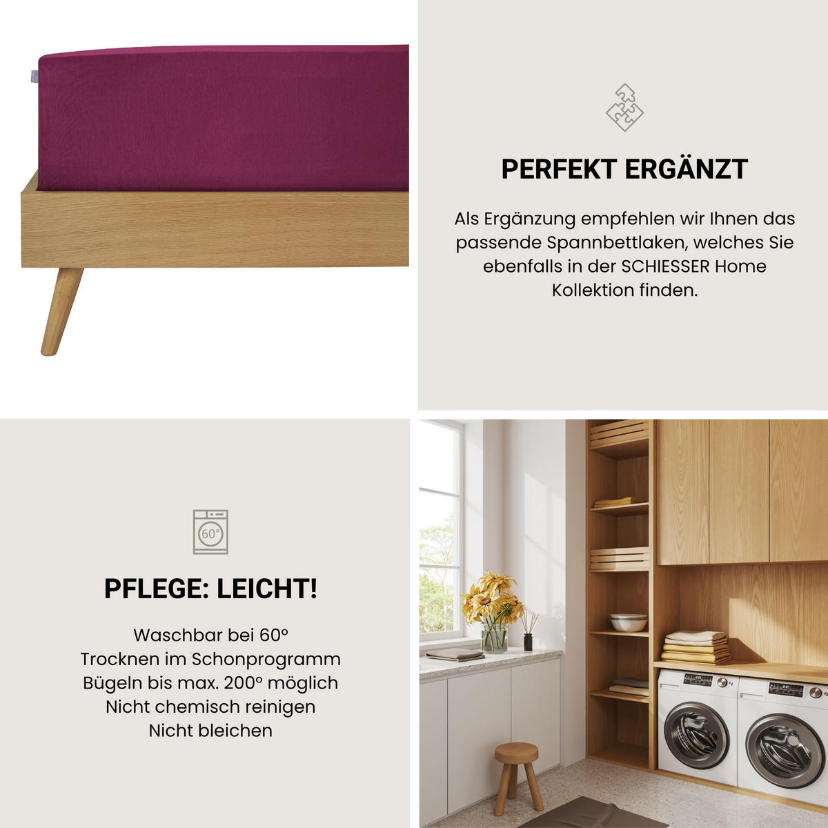 BETTWÄSCHESET Siena - Renforcé - 2-teilig - 135 x 200 cm - Burgund - Rotbraun, Textil (135/200cm) - SCHIESSER