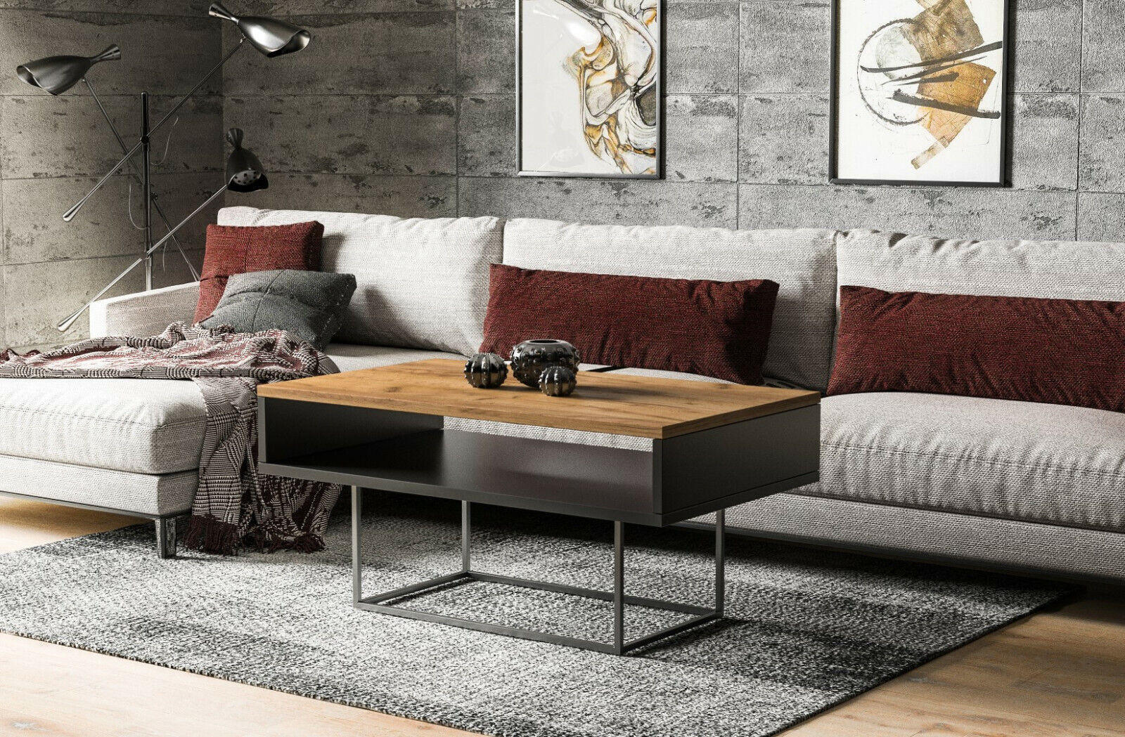 COUCHTISCH Enna - Eiche Bianco, Holzwerkstoff (100/60/53cm) - Endo-Moebel