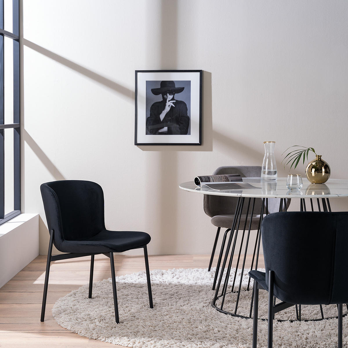 POLSTERSTUHL - 2er-Set - Schwarz, Textil (52/79/49cm) - home24