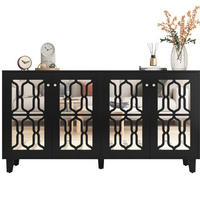 SIDEBOARD 160/40/84 cm Schwarz aus MDF mit 4 Türen - Schwarz, Holzwerkstoff (40/84/160cm) - OKMYHOME