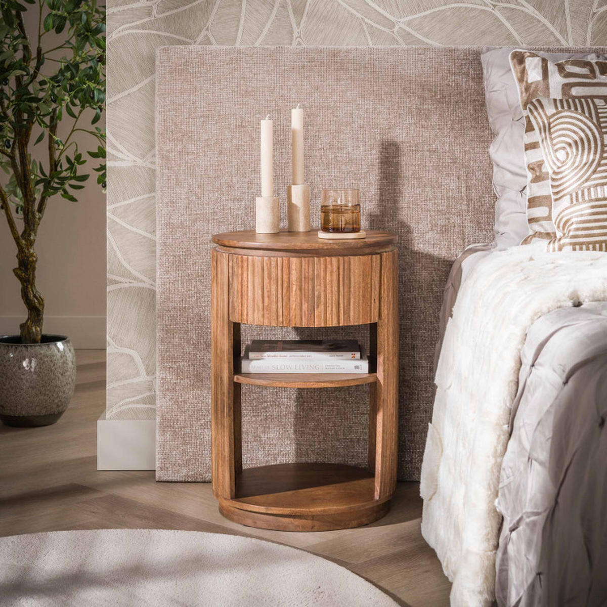 NACHTTISCH Nola Beige 40/40/60 cm - Beige, Textil (40/60/40cm) - Hoyz Collection