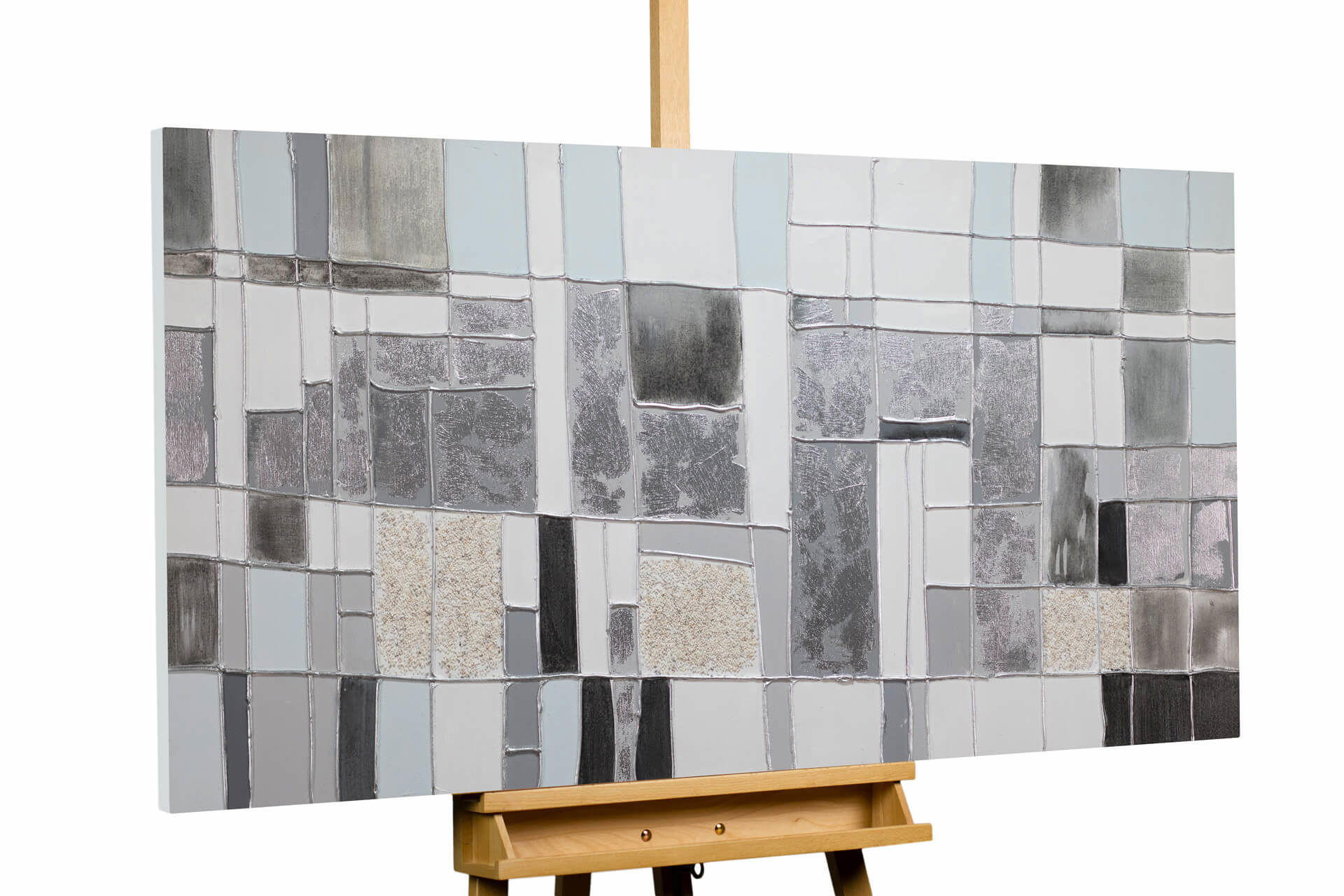 ACRYLBILD HANDGEMALT 140/70 cm - Grau, Holz/Textil (2.2/70cm) - KUNSTLOFT