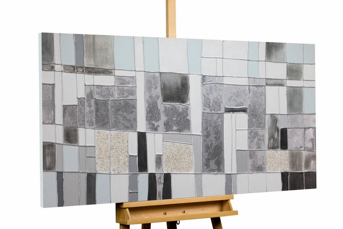 ACRYLBILD HANDGEMALT 140/70 cm - Grau, Holz/Textil (2.2/70cm) - KUNSTLOFT