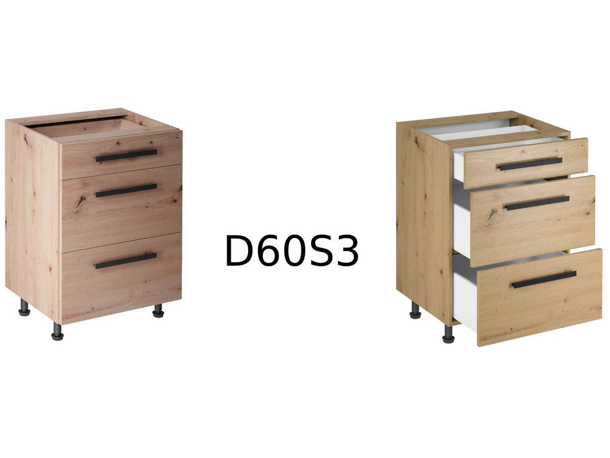 WINKELKÜCHE 330 × 230 cm - Langen K105-M330 - in Artisan Eiche - Schwarz/Eiche Artisan, Holz/Holzwerkstoff (330/248/230cm)