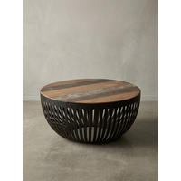 COUCHTISCH Braun aus recyceltem Mangoholz, 70x33x70 cm, im Industrial-Design - Schwarz/Braun, Holz/Metall (70/70/33cm) - KADIMA DESIGN