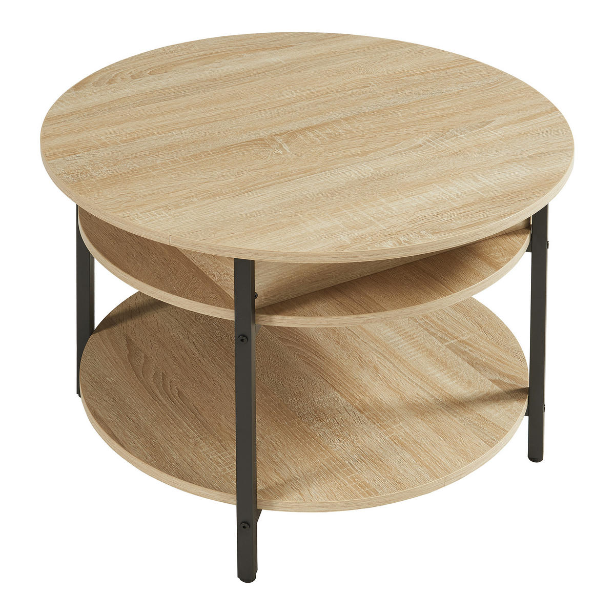COUCHTISCH Kandas 70/49 cm - Eichefarben/Schwarz, Holzwerkstoff/Metall (70/70/49cm) - [en.casa]