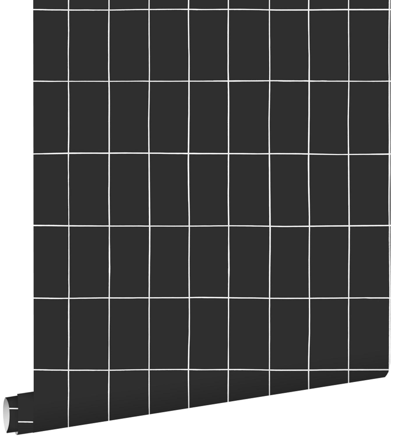 TAPETE kleine Fliesen 53 cm x 10.05 m - Schwarz, Papier (53/1000cm) - ESTAhome