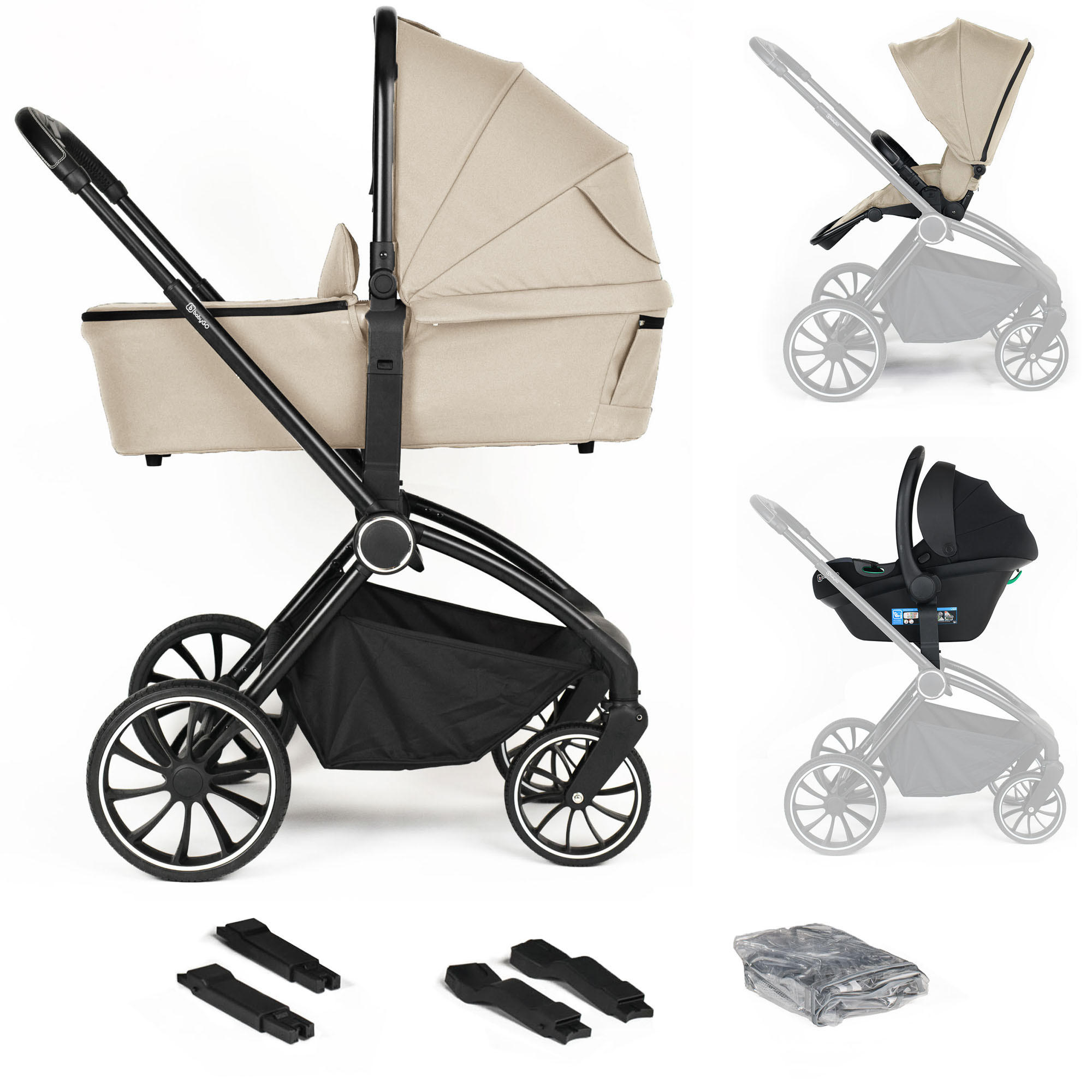 BabyGo Kombikinderwagen Beige 59x97 cm