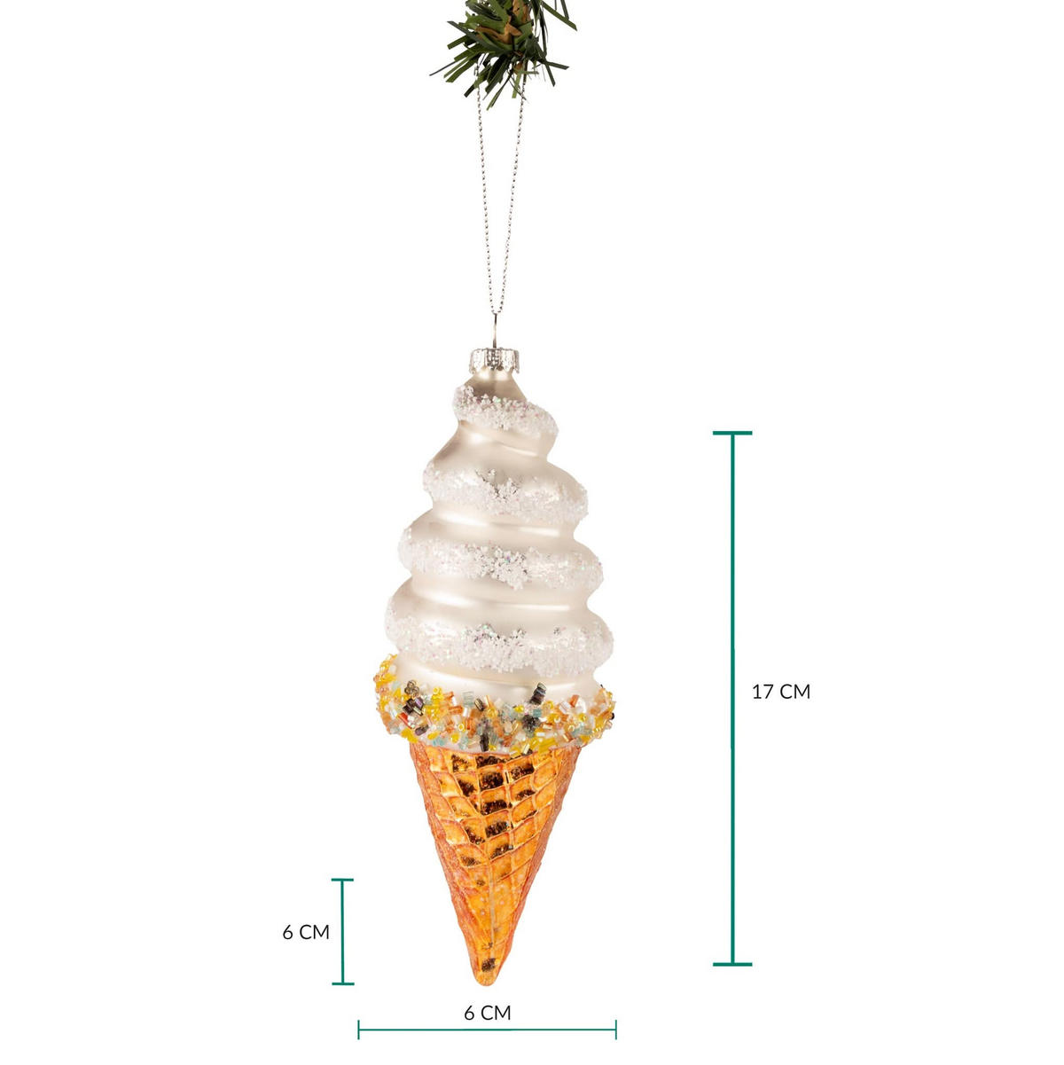 WEIHNACHTSKUGEL Soft-Eis 17 cm - Weiß, Glas (6/17/1cm)