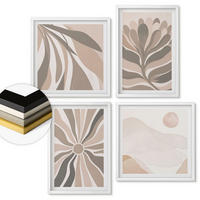 WANDBILDER 4er-Set - 50x50 cm & 40x60 cm Weißer Rahmen - Abstrakte Pflanzenmuster - Weiß, Kunststoff (50/50cm) - ArtPrintCave