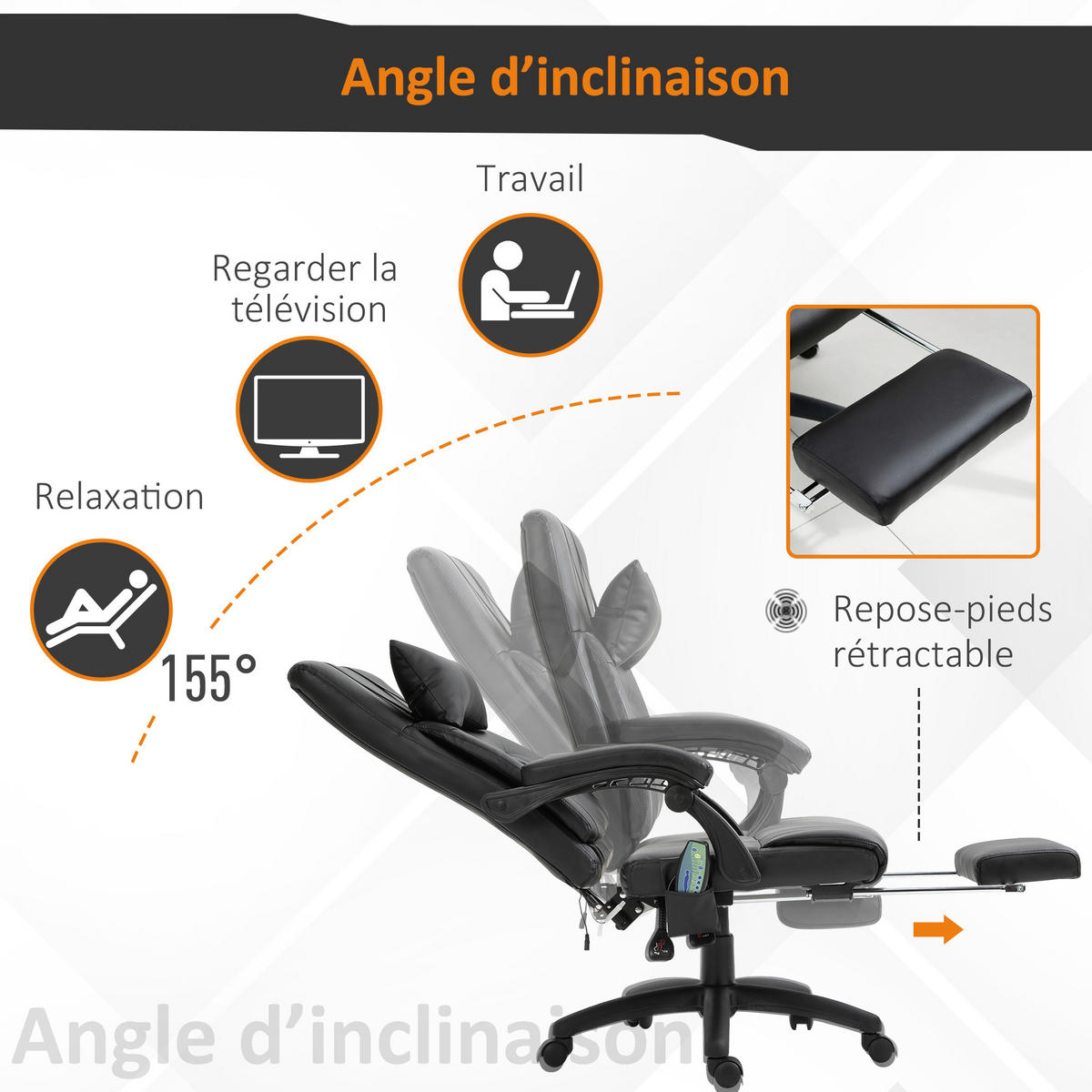 CHEFSESSEL DE-11805 mit 7-Punkt-Massage Schwarz - Schwarz, Metall (79/112/68cm) - ComfortXL
