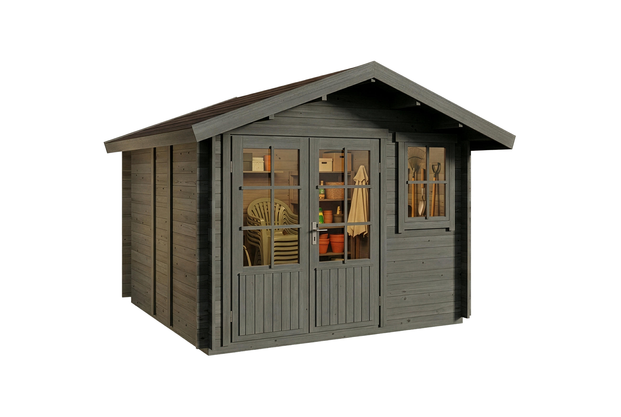 Alpholz Gartenhaus Grau 331x245x331 cm