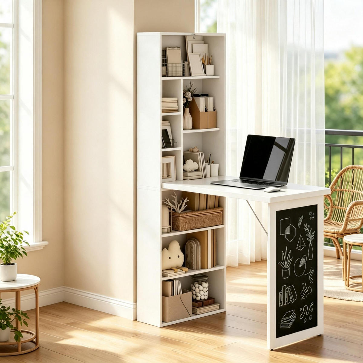 SCHREIBTISCH klappbarer Home Office Tisch 98 x 51 x 153 cm - Weiß, Holzwerkstoff (51/98/153cm) - Gisaae