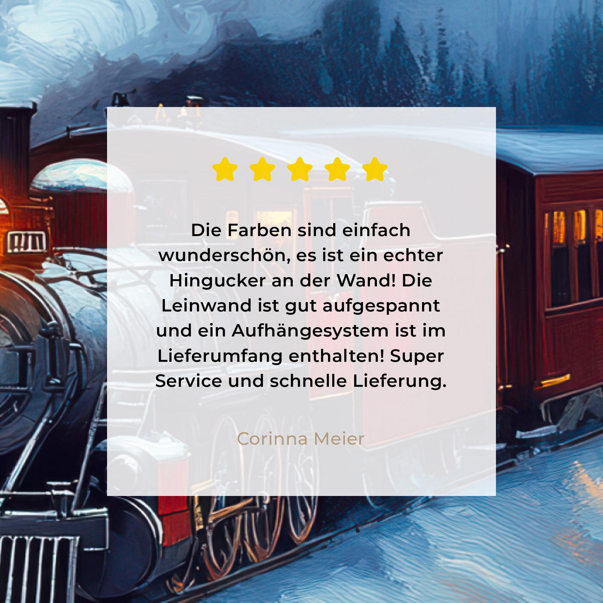 LEINWANDBILD Zug - Weihnachten - Schnee - Weihnachtszug 30x20 cm - Anthrazit, Textil (30/20cm) - MuchoWow
