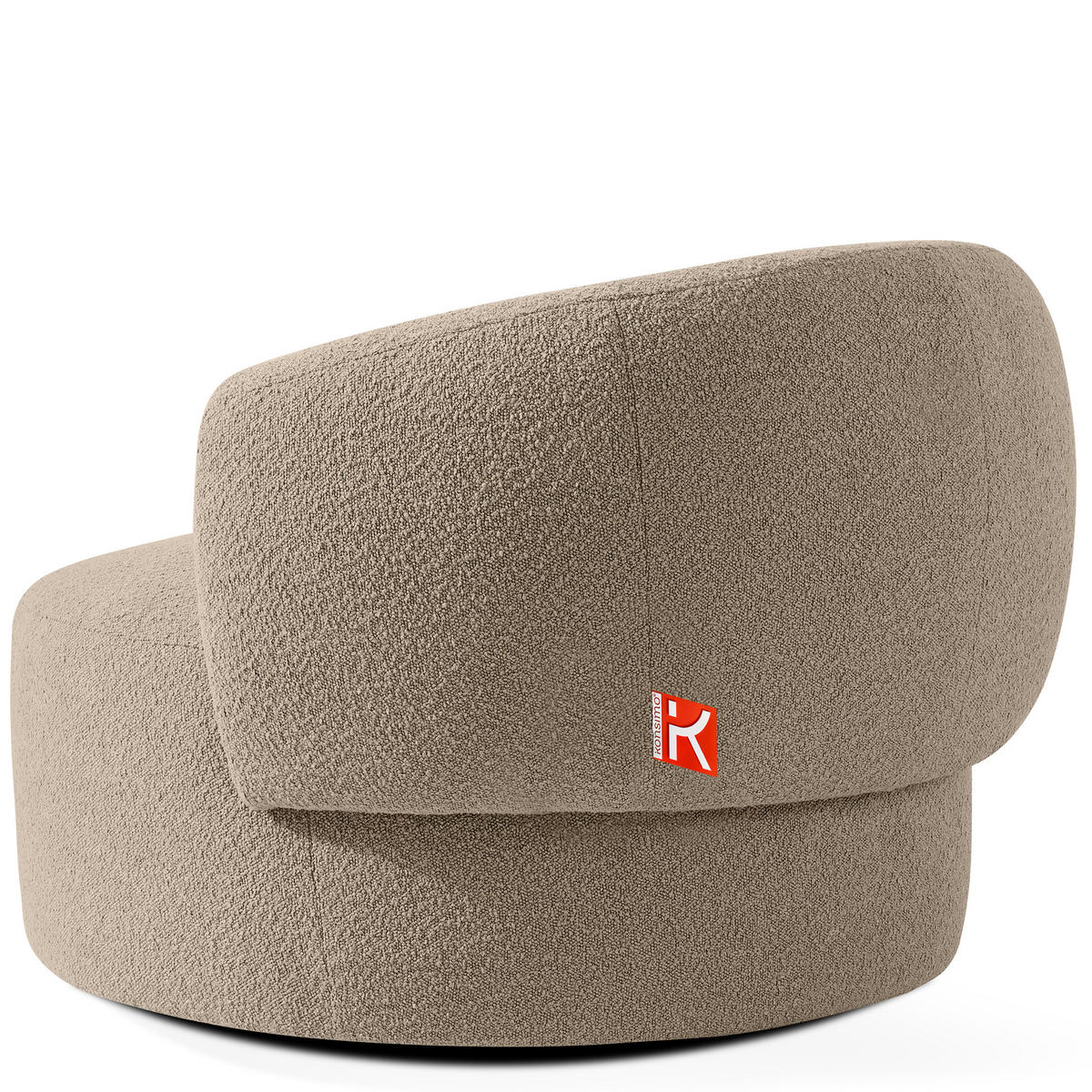 DREHSESSEL VIRA, Beige, Bouclé - Beige/Schwarz, Holz/Holzwerkstoff (105/76/100cm) - KONSIMO®