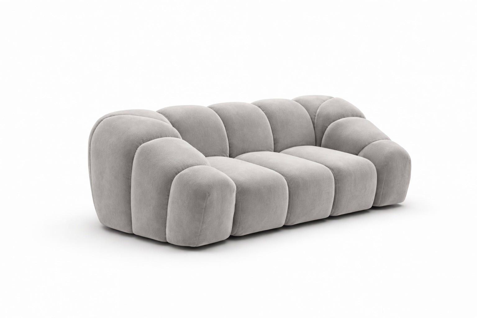 SOFA 2-Sitzer modular, Veloursstoff Bluvel, Grau, CROISSANT - Grau, Holz (200/72/115cm) - Kaiser Möbel