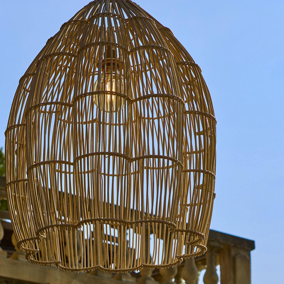 AVILA Solar-Pendelleuchte, 50 cm Durchmesser, 5 m Länge - Beige, Holz (60/60/50cm) - Lumisky