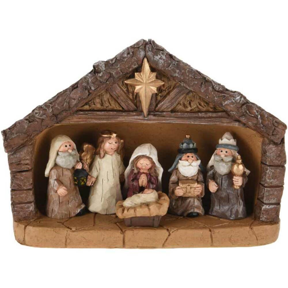 Home Styling Collection Weihnachtskrippe Braun 9.5x18.5x24 cm