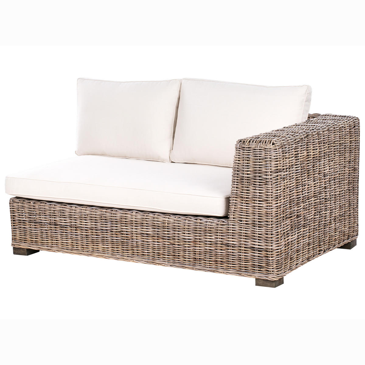 GARTEN-ECKSOFA mit Ottomane 5-Sitzer Rattan Grau Rinella - Dunkelgrau/Grau, Naturmaterialen - Beliani