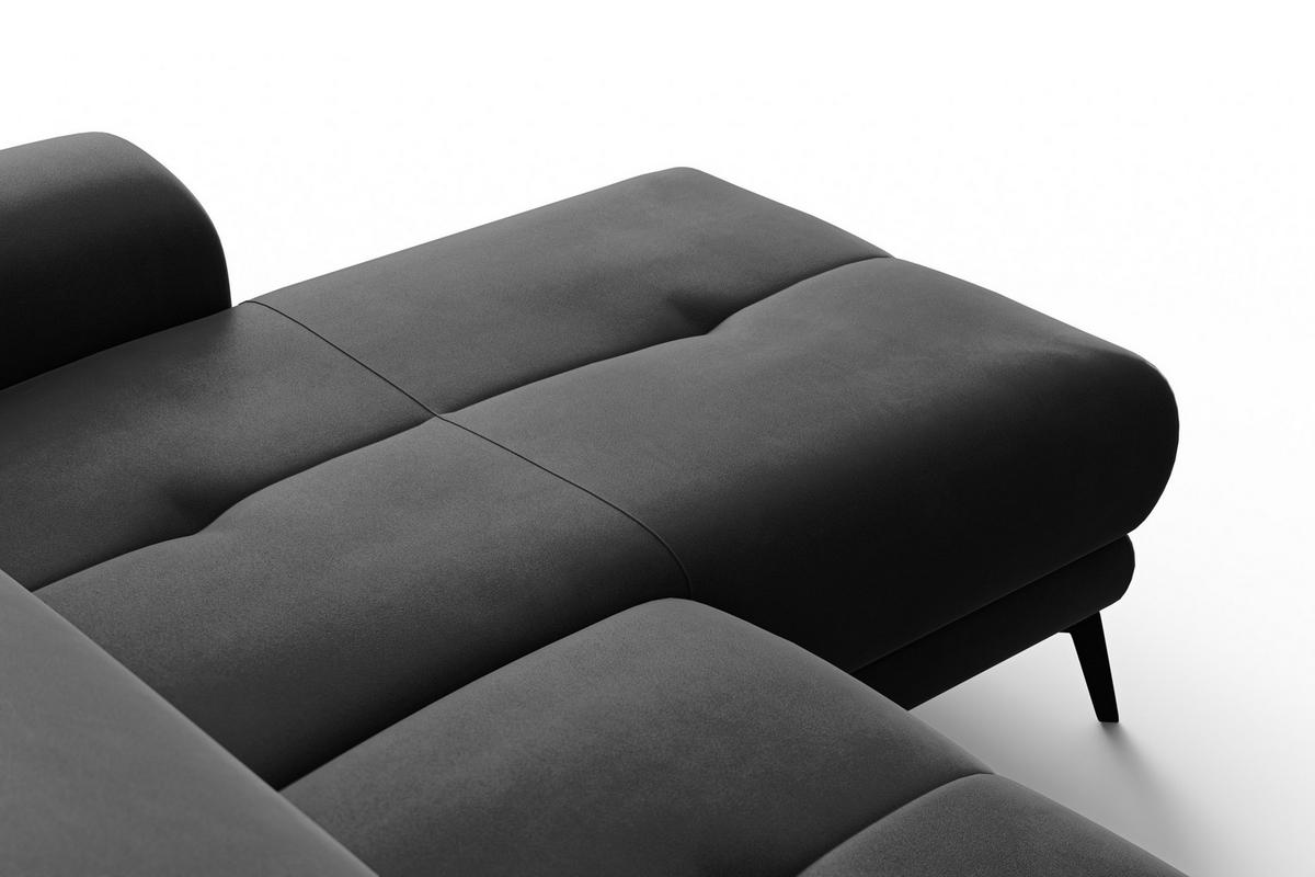 ECKSOFA FIERO 4-Sitzer RECHTS, Schwarzer Veloursstoff - Schwarz, Holz/Textil (288/170cm) - Courtois Laville