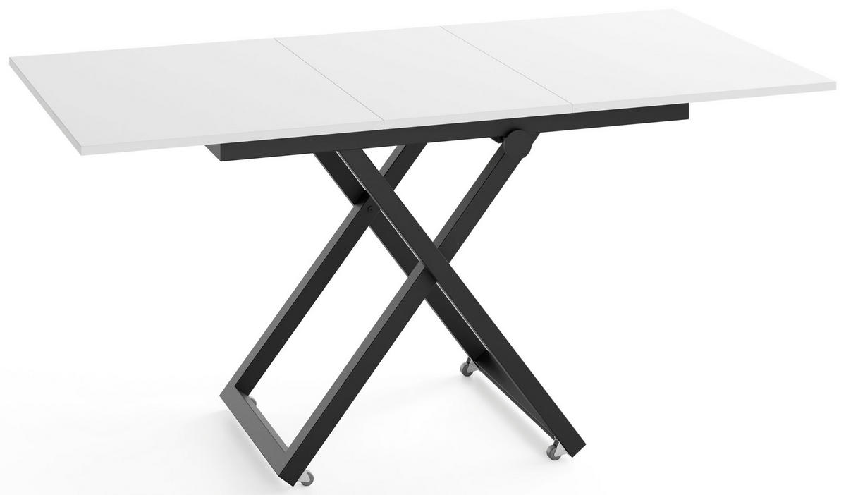 COUCHTISCH Axen höhenverstellbar ausziehbar, Weiß 120-160/80/38-75 cm - Schwarz/Weiß, Holzwerkstoff/Metall (80/160/75cm) - WFL GROUP