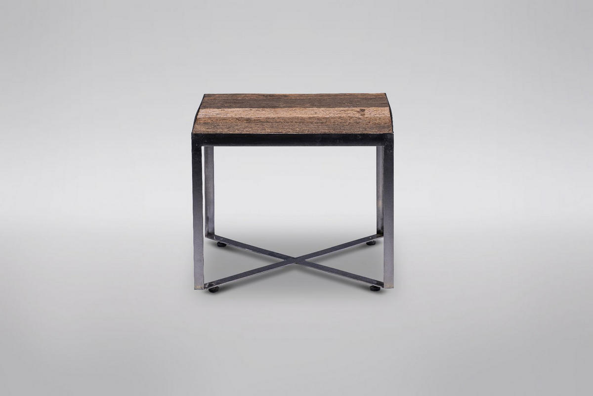 COUCHTISCH Salo 2 Recyceltes Massivholz Quadratisch 50/40/50 cm - Silberfarben, Metall (50/40/14cm) - M2 Kollektion