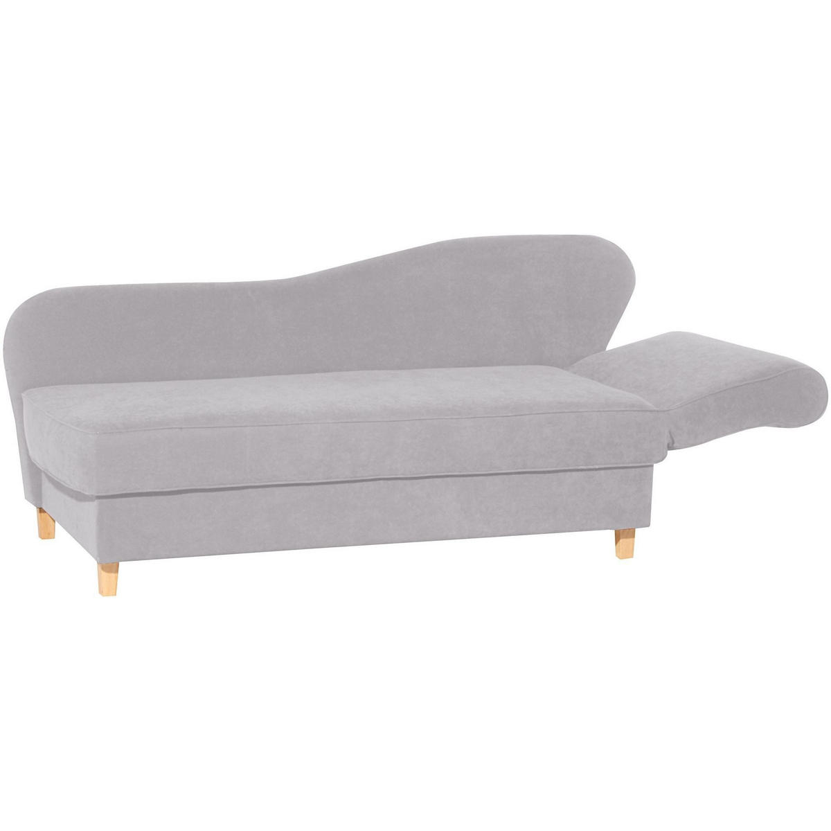 RECAMIERE mit Armteil rechts klappbar Katia Bezug Veloursstoff Buche natur / silber - Grau, Kunststoff (190/82/88cm) - 58aufmkessel