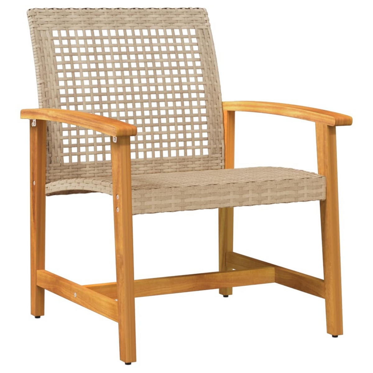 GARTENSTÜHLE 2 Stk. Beige Poly Rattan Und Akazienholz - Beige, Kunststoff (64/80/63cm) - vidaXL