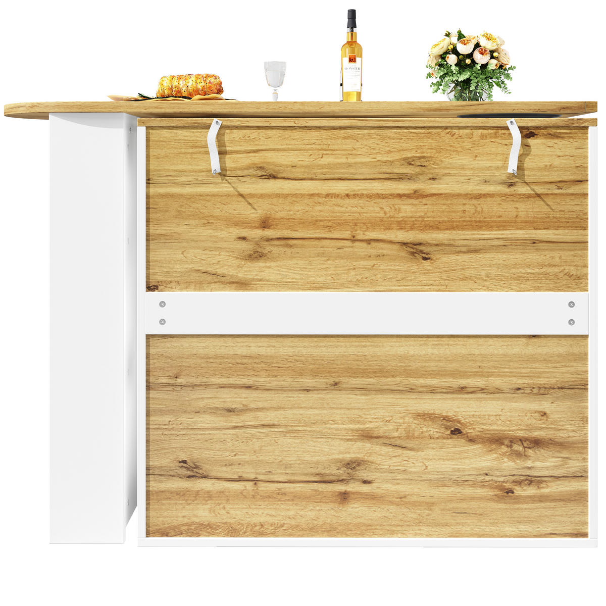 BARTISCH 138/39/105 cm Weiß drehbar mit Stauraum aus MDF Metall - Weiß, Holzwerkstoff (204/39/105cm) - OKWISH