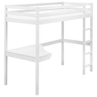 HOCHBETT MIT SCHREIBTISCH 90x200 cm Weiß Loury - Weiß, Holz (90/200cm) - Beliani