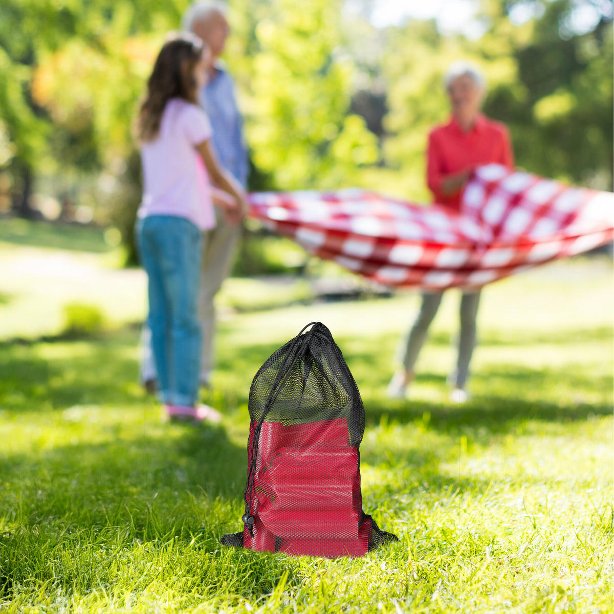 KUBB-WIKINGERSPIEL - Rot, Holz/Textil (5/20/5cm) - Relaxdays