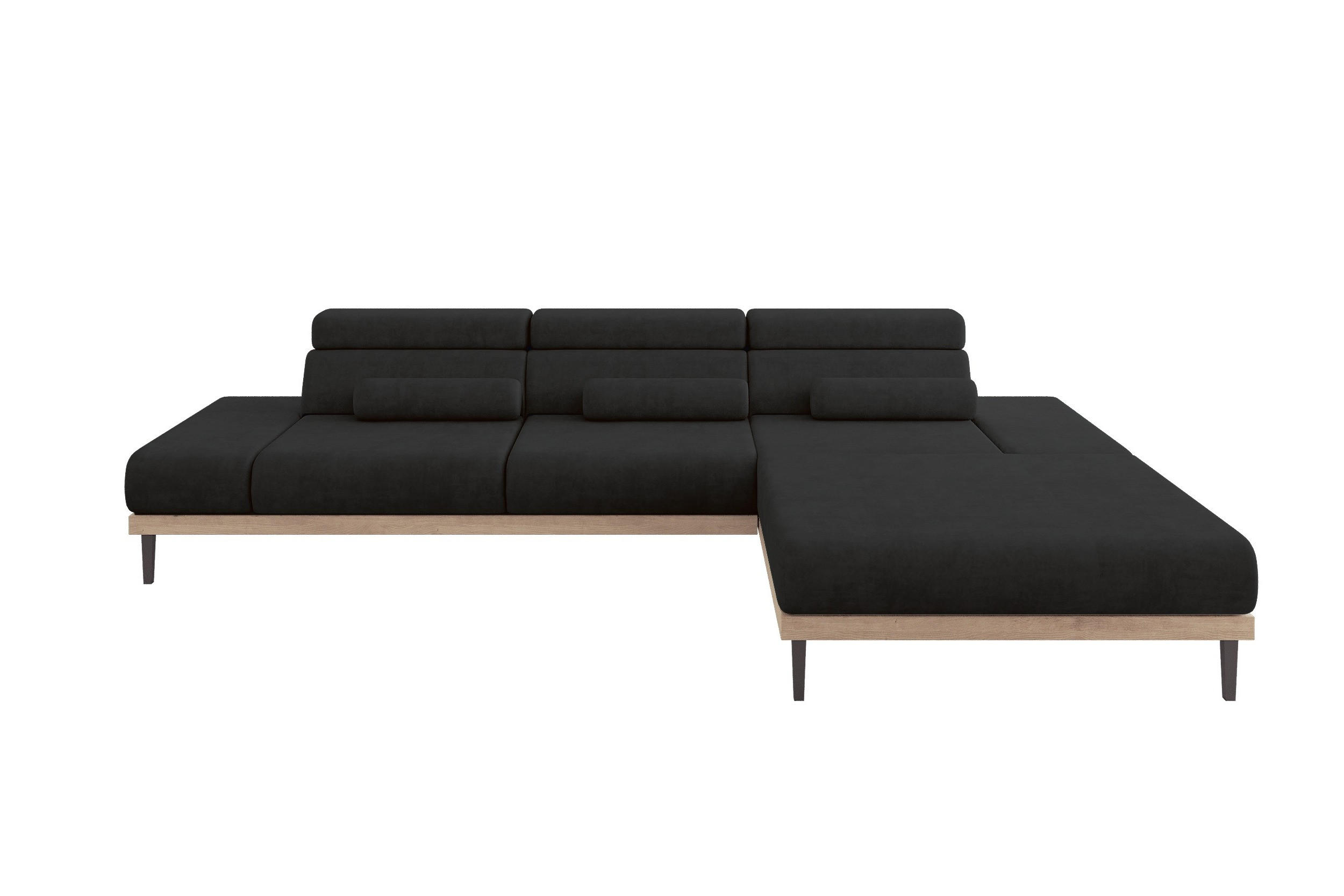 ALTDECOR ELEKTRICKÁ rohová pohovka MONA, pravá, 316x205x85 cm, černá, velur