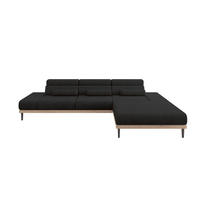 ELEKTRISCHES ECKSOFA Rechts MONA 316x205x85 Schwarz Velours - Schwarz/Graphitfarben, Holzwerkstoff/Textil (316/205cm) - ALTDECOR