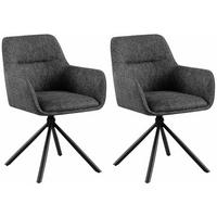 ARMLEHNENSTUHL 2er Set Stoff Dunkelgrau - Dunkelgrau/Schwarz, Textil/Metall (58/84/59cm) - CLP