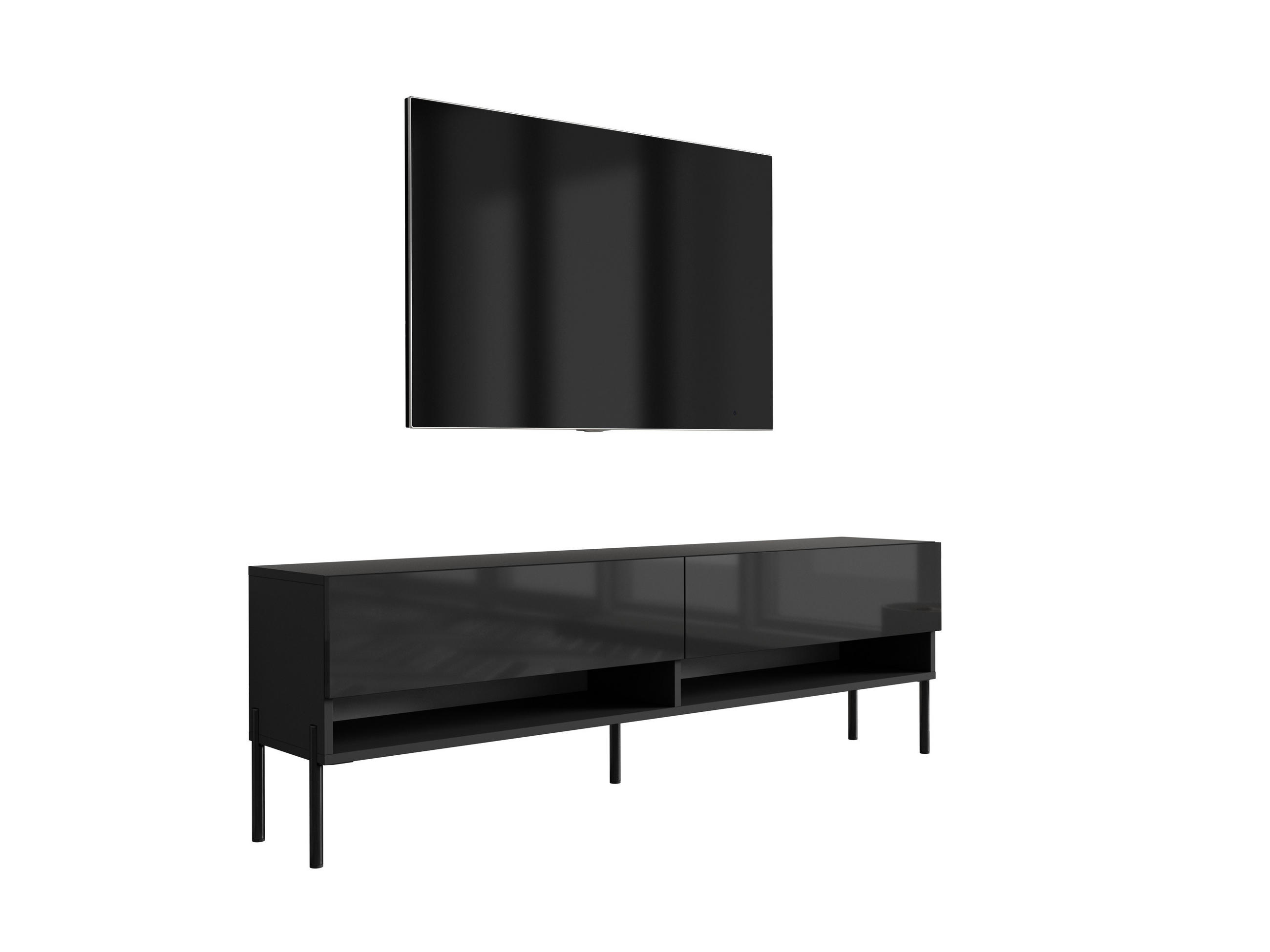 TV-LOWBOARD 170 cm Mattschwarz / Hochglanzschwarz, gerade schwarze Beine, 170 × 32 × 52 cm - Schwarz, Holzwerkstoff (170/52/32cm) - 3XE LIVING