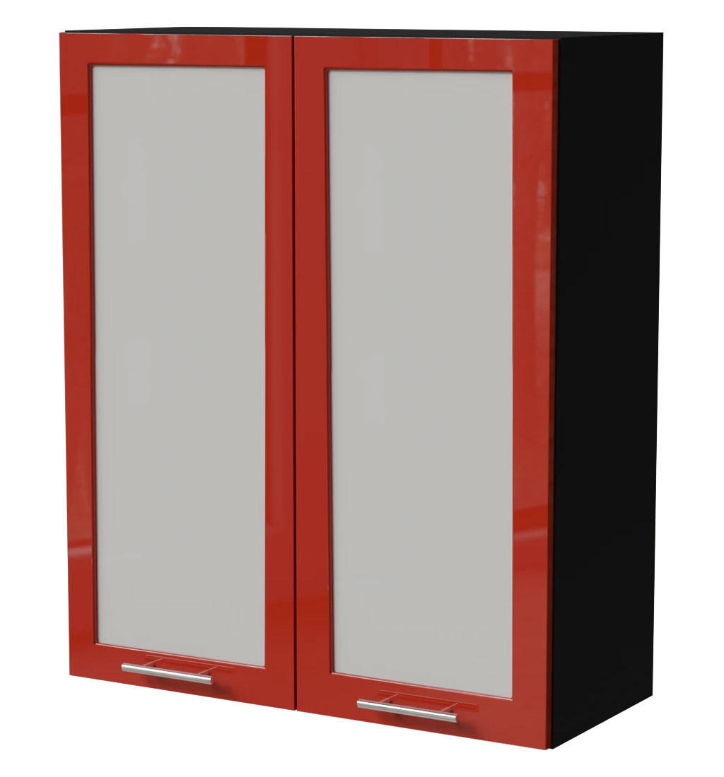 HÄNGESCHRANK Brerra W4S/80 Schwarz / RAL 3002 karminrot Hochglanz 80 / 32,5 / 96cm - Rot/Schwarz, Holz/Holzwerkstoff (80/96/32.5cm) - Feldmann-Wohnen