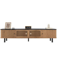 TV ormarić od MDF-a i iverice 190x35x45 cm boja hrasta s kliznim vratima, rešetkastim frontama i velikim prostorom za pohranu - smeđa, drvni materijal (190/45/35cm) - Modfu