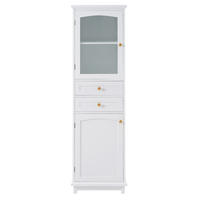 HOCHSCHRANK 45.11/36.1/160 cm Weiß mit 2 Schubladen und 2 Schranktüren - Goldfarben/Weiß, Holz/Holzwerkstoff (36/160/45cm) - Oxeza