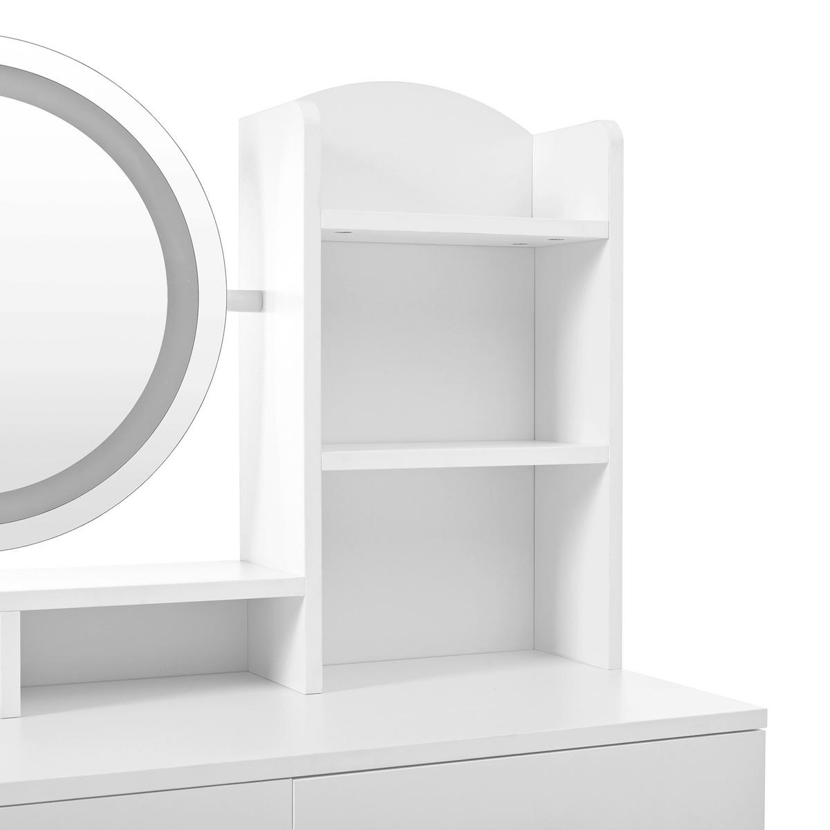 SCHMINKTISCH 109/36/164 cm Weiß mit LED-Beleuchtung und Hocker Ganzkörperspiegel - Weiß, Holzwerkstoff (36/164/109cm) - OKWISH