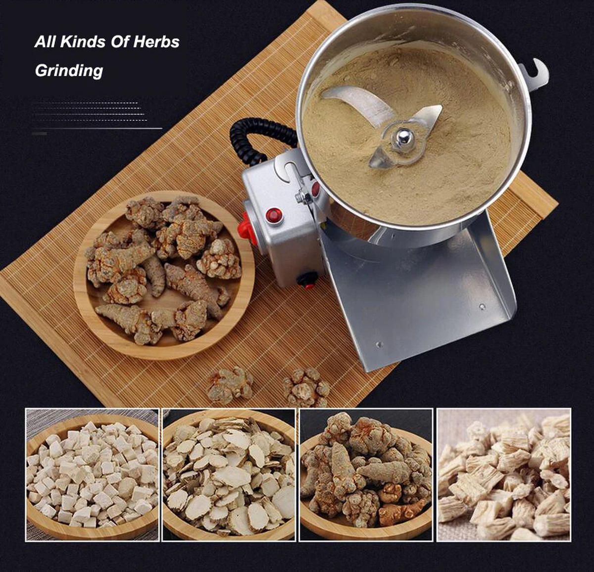 GETREIDEMÜHLE 800G 3000W Kräuter Kaffee Gewürze Trockenmühle - Silberfarben, Metall (13.5/37/15.5cm) - Bextcok