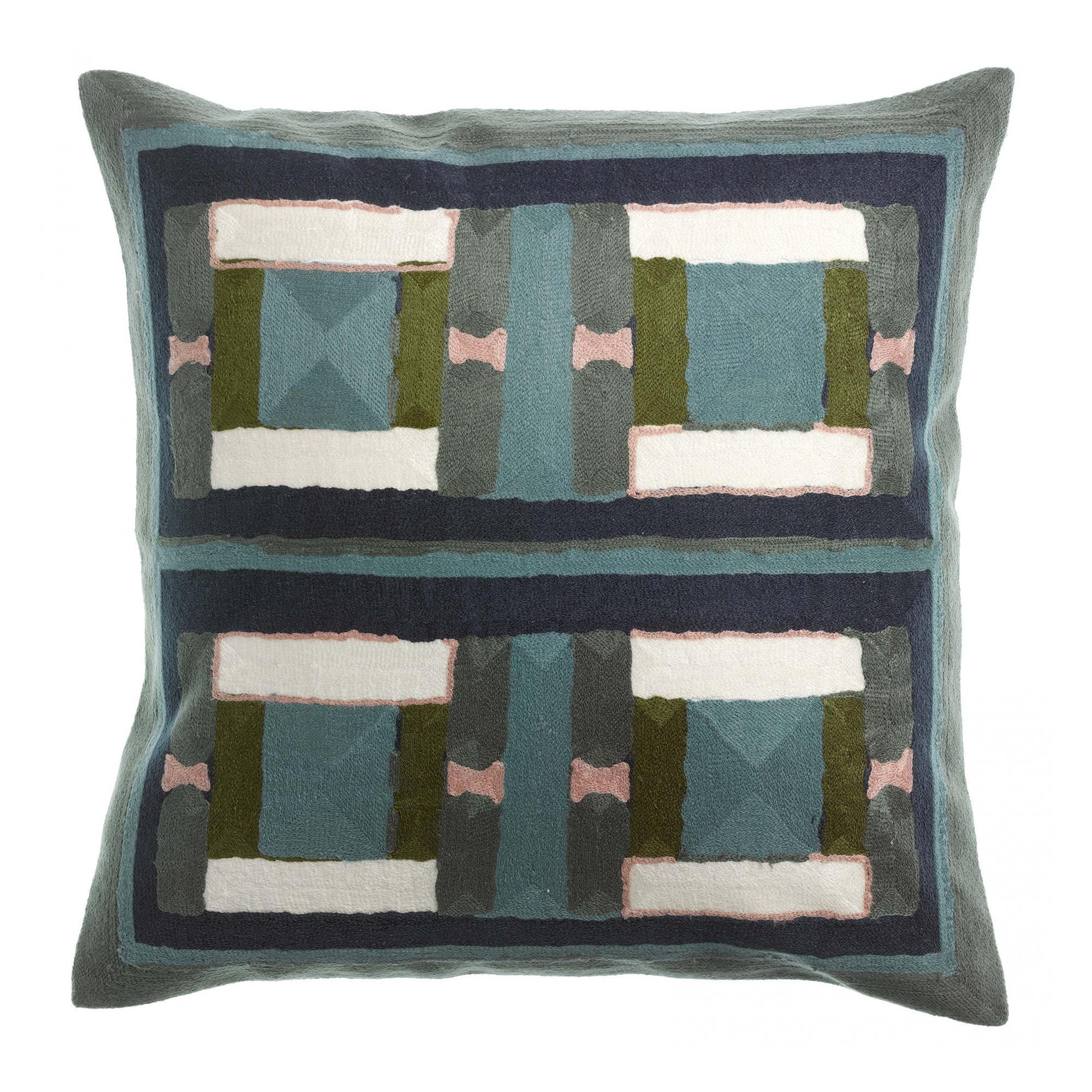 BESTICKTES KISSEN Taho graugrün 45 x 45 cm - Grün, Textil (45/45cm) - Vivaraise