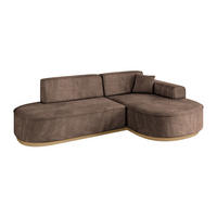 ECKSOFA Ottomane Rechts MARI-L1-v2 - 243x171x83 cm Braun Velours - Braun, Holzwerkstoff/Textil (171/243cm) - ALTDECOR