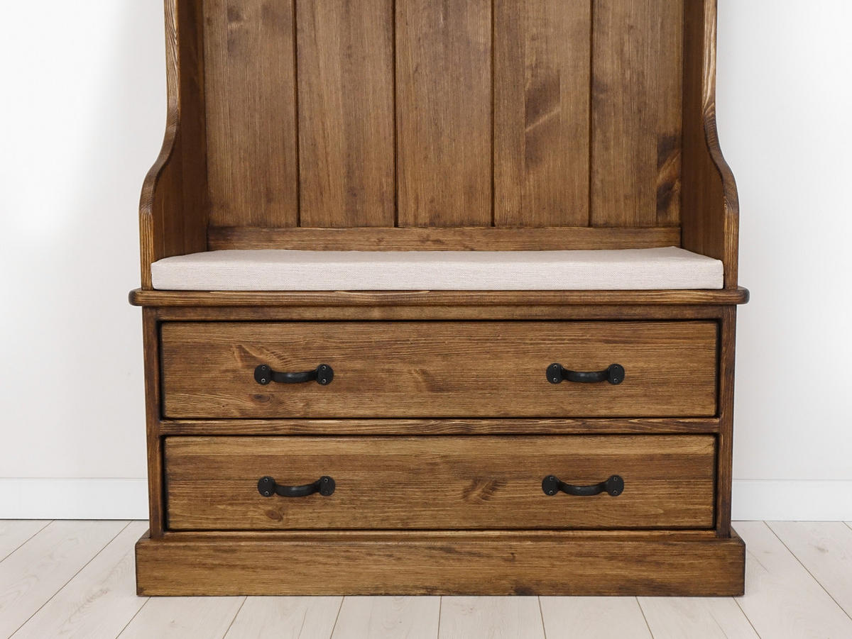 GARDEROBENSCHRANK aus Massivholz Rustyk - Dunkelbraun/Beige, Holz (100/190/40cm) - Seart