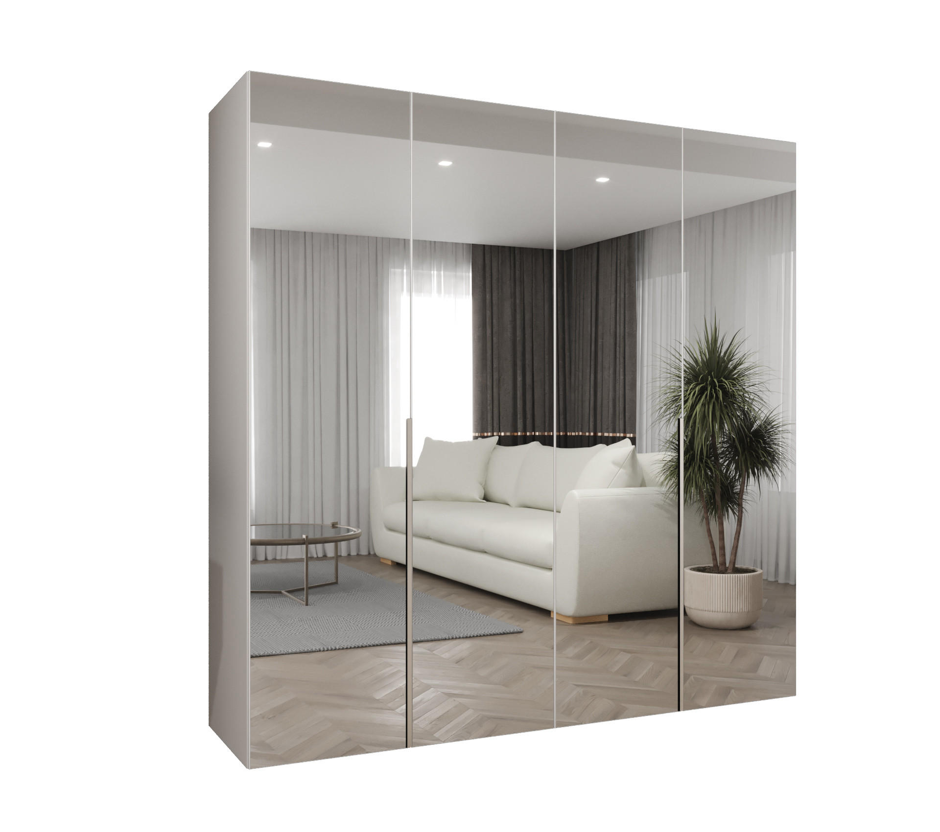 Abiks Möbel Drehtürenschrank Weiß, Kaschmir 200x202x52 cm