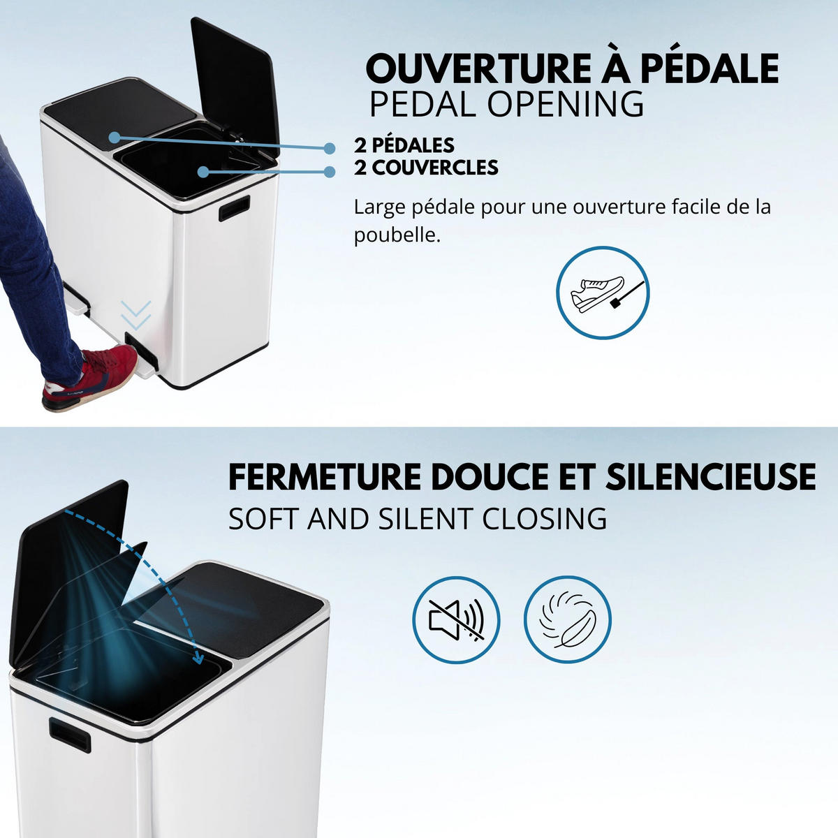 ABFALLEIMER MAJOR weiß - Weiß, Metall (36/65/60cm) - Kitchen Move