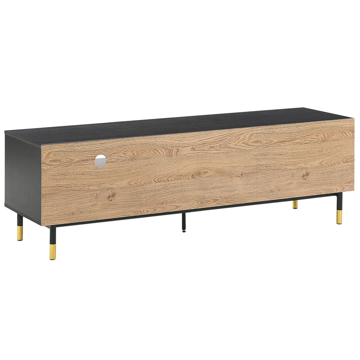 TV-MÖBEL Schwarz, Hellbraun, Gold ABILEN 40/150/48 cm - Schwarz, Holzwerkstoff (150/48/40cm) - Beliani