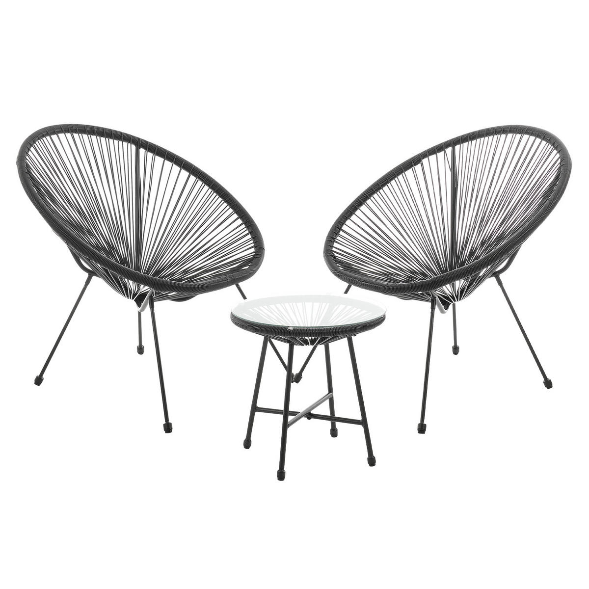 BALKONSET Bali Schwarz - Schwarz, Metall - SVITA