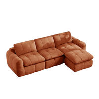 ECKSOFA DE-34464 L-Form mit Ottoman und Chenille-Bezug Orange - Orange, Textil (160/264cm) - ComfortXL