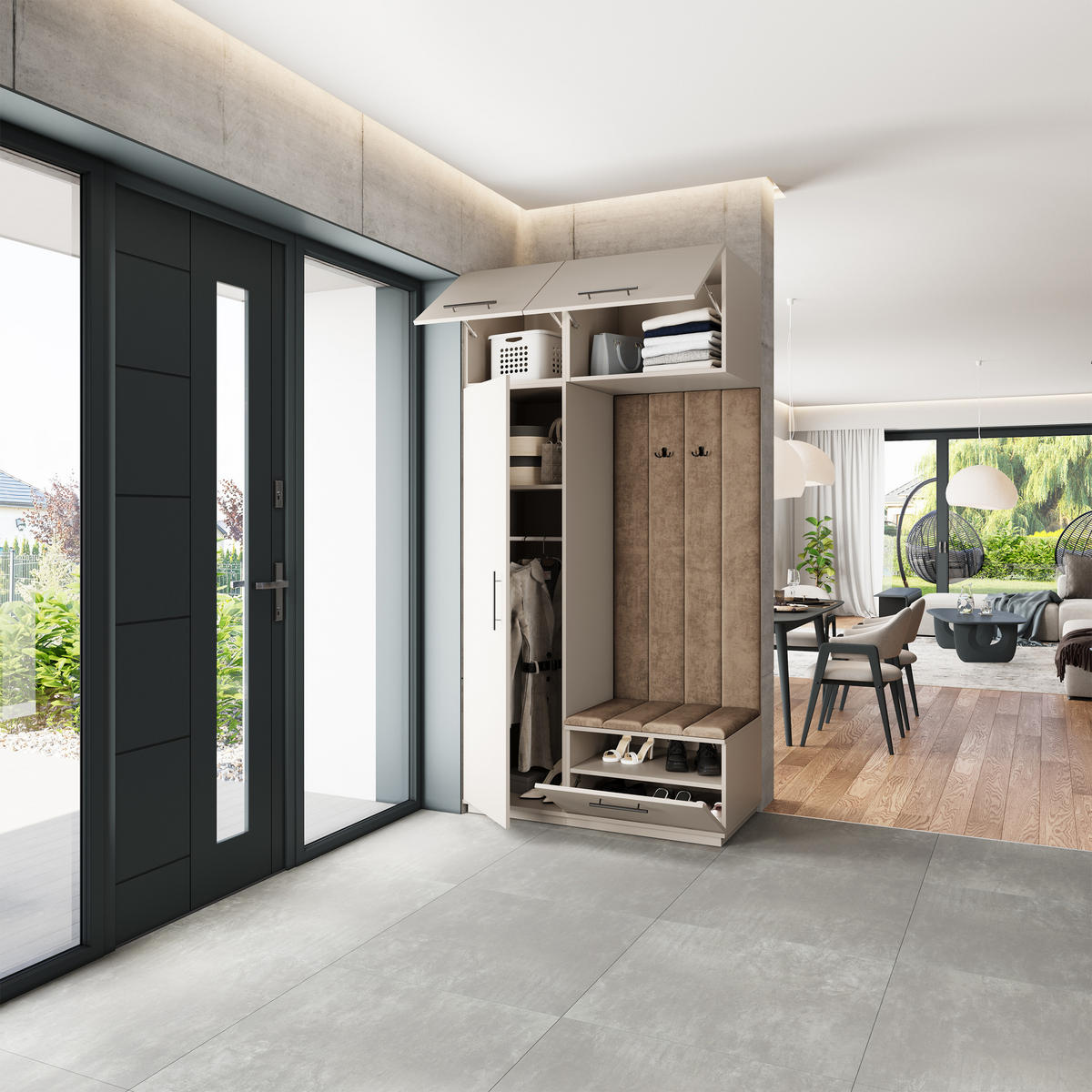 GARDEROBENSCHRANK REMA 120/240/60 cm Modern Garderobe-Set Kaschmir - Kaschmir/Beige, Holzwerkstoff (120/240/60cm) - MASSENO