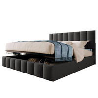 POLSTERBETT 140/200 cm Grau aus Leinen mit verstellbarem Kopfteil und Stauraum mit Matratze - Grau, Textil (140/200cm) - OKWISH